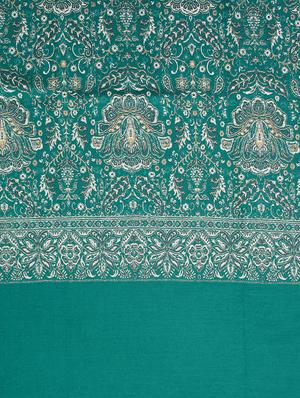 teal wool jamavar shawl - 16766273 - Standard Image - 2
