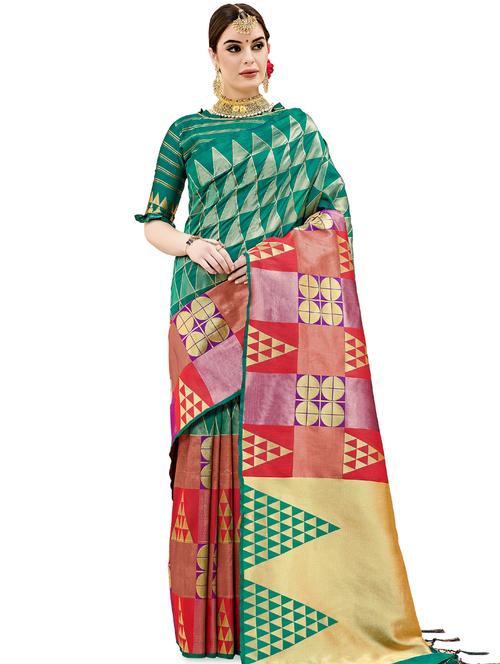 self design woven saree with blouse - 16766356 - Standard Image - 1