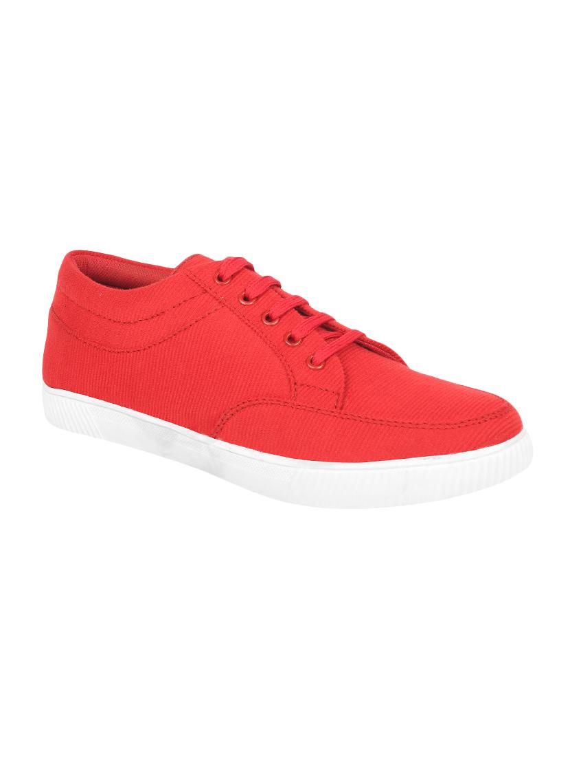 red fabric lace up sneakers - 16767078 - Zoom Image - 1