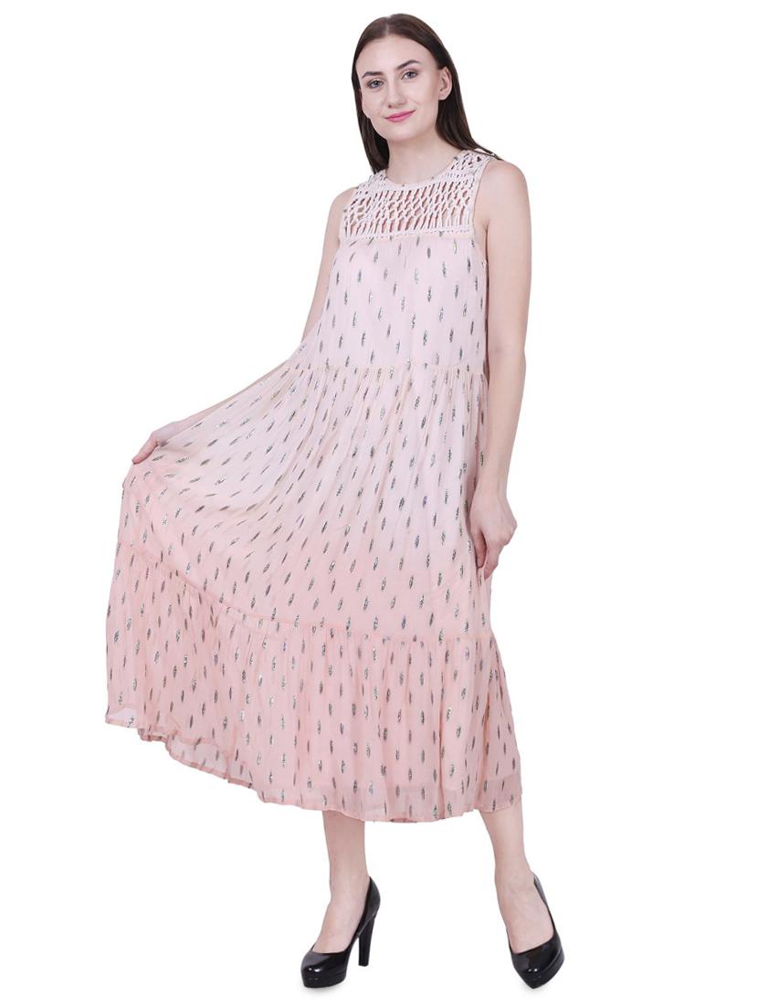 lace insert embellished flared dress - 16767118 - Zoom Image - 1