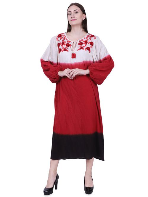 tie up neck embroidered detail shift dress - 16767121 - Standard Image - 1