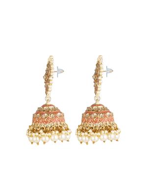 orange gold tone brass jhumka earring - 16767251 - Standard Image - 2