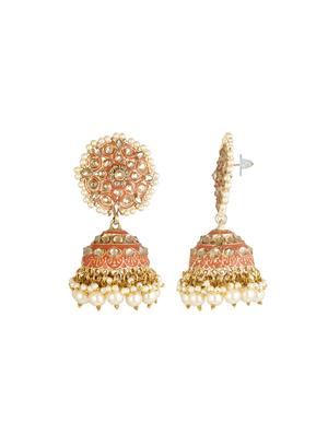 orange gold tone brass jhumka earring - 16767251 - Standard Image - 3
