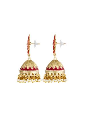 red brass jhumka earring - 16767255 - Standard Image - 3