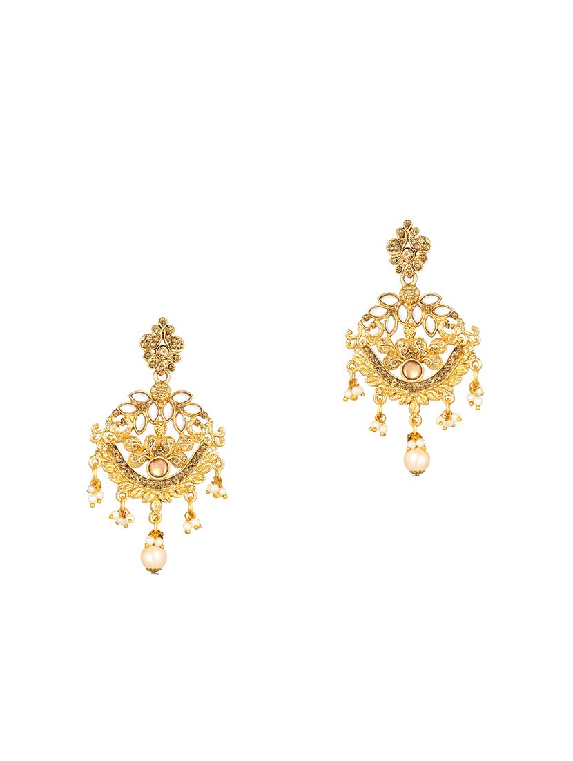 gold brass jhumka earring - 16767257 - Zoom Image - 1