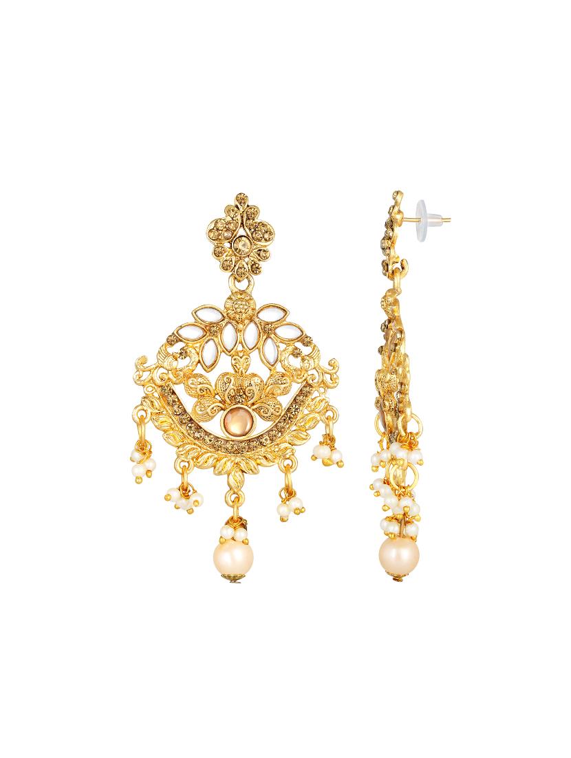 gold brass jhumka earring - 16767257 - Zoom Image - 3
