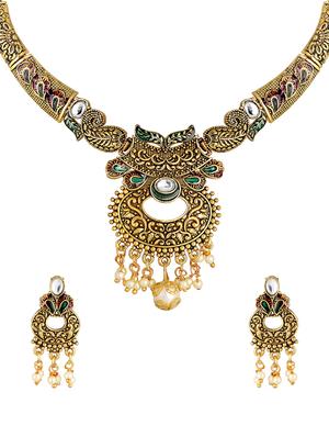 gold brass short necklace - 16767295 - Standard Image - 2