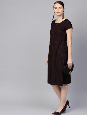 round neck striped a-line dress - 16767307 - Standard Image - 2