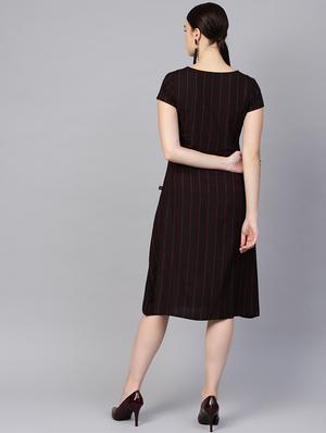 round neck striped a-line dress - 16767307 - Standard Image - 3