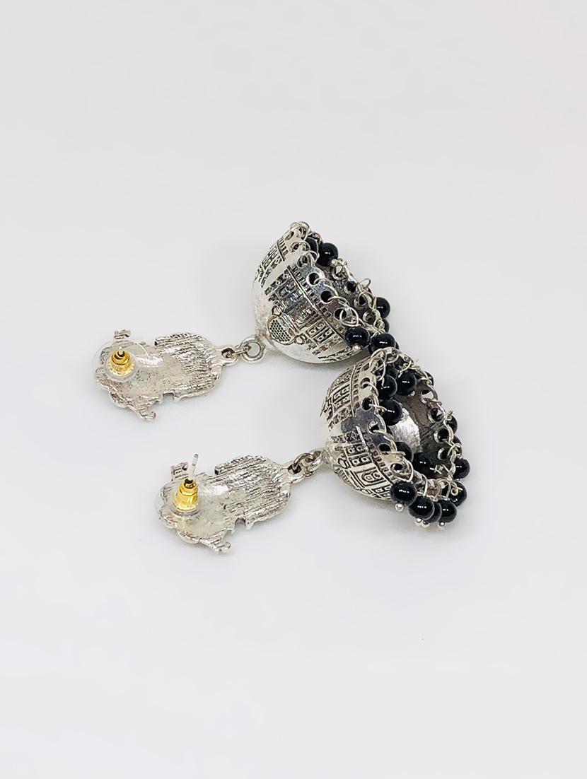 black metal jhumka earring - 16767503 - Zoom Image - 2