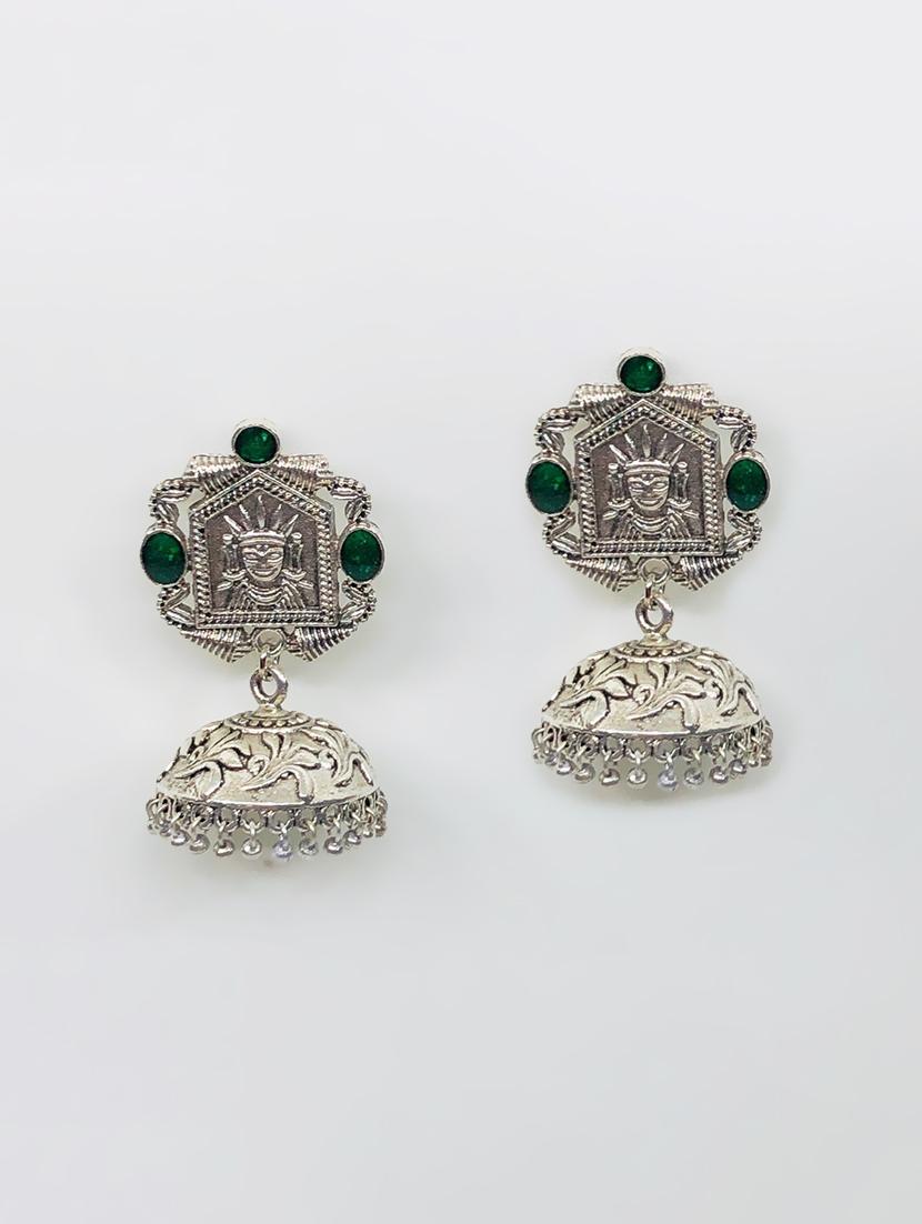 green metal jhumka earring - 16767509 - Zoom Image - 1