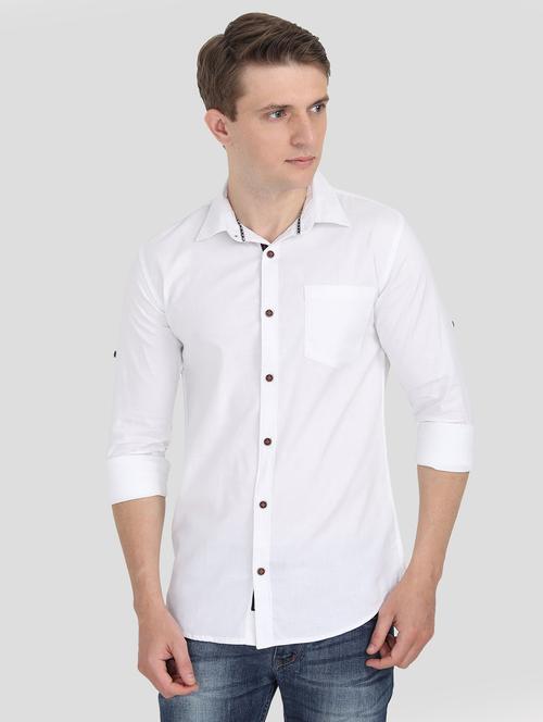 white solid casual shirt - 16767688 - Very Small Image - 1