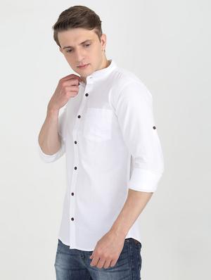 white solid casual shirt - 16767693 - Standard Image - 2