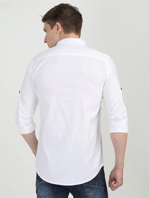 white solid casual shirt - 16767693 - Standard Image - 3
