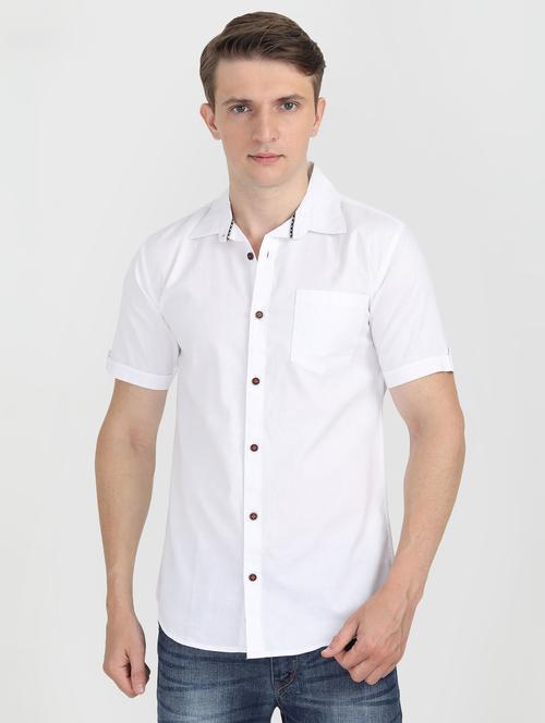 white solid casual shirt - 16767698 - Standard Image - 1