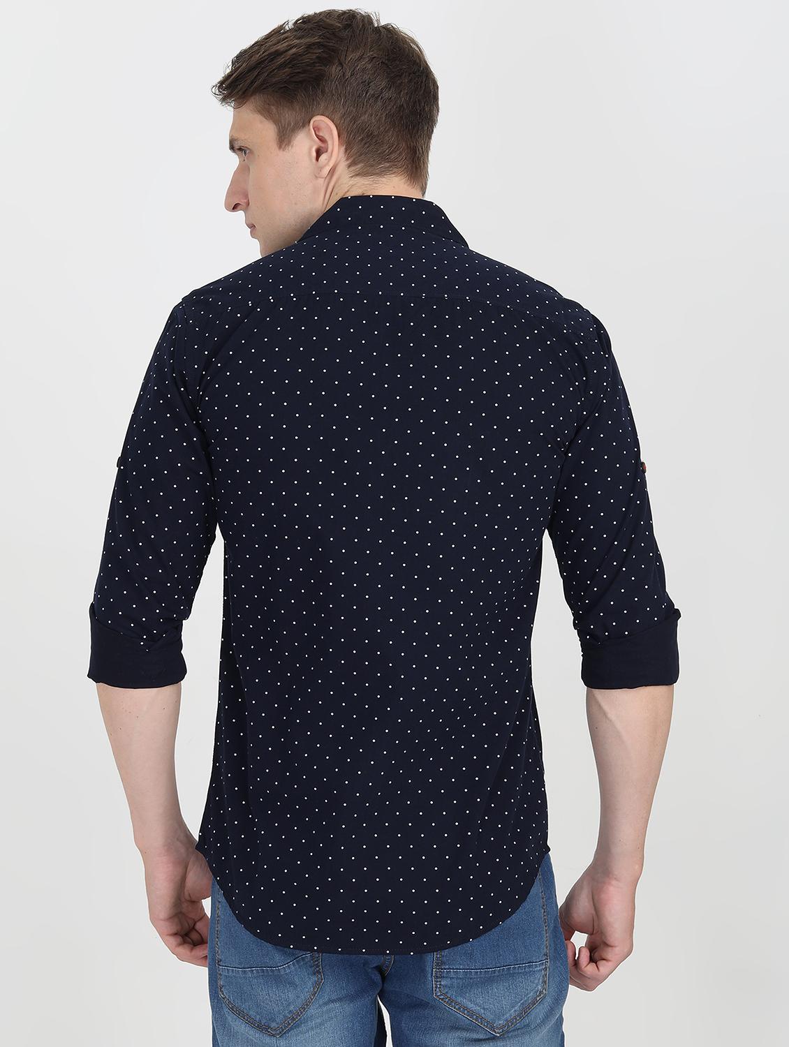 navy blue polka dot casual shirt - 16767704 - Zoom Image - 3
