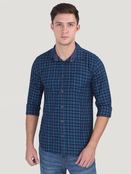 blue checkered casual shirt - 16767713 - Standard Image - 1