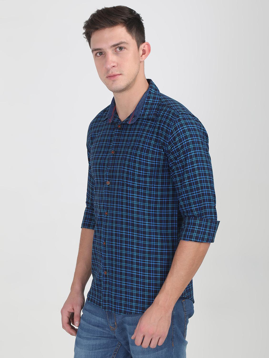 blue checkered casual shirt - 16767713 - Zoom Image - 2
