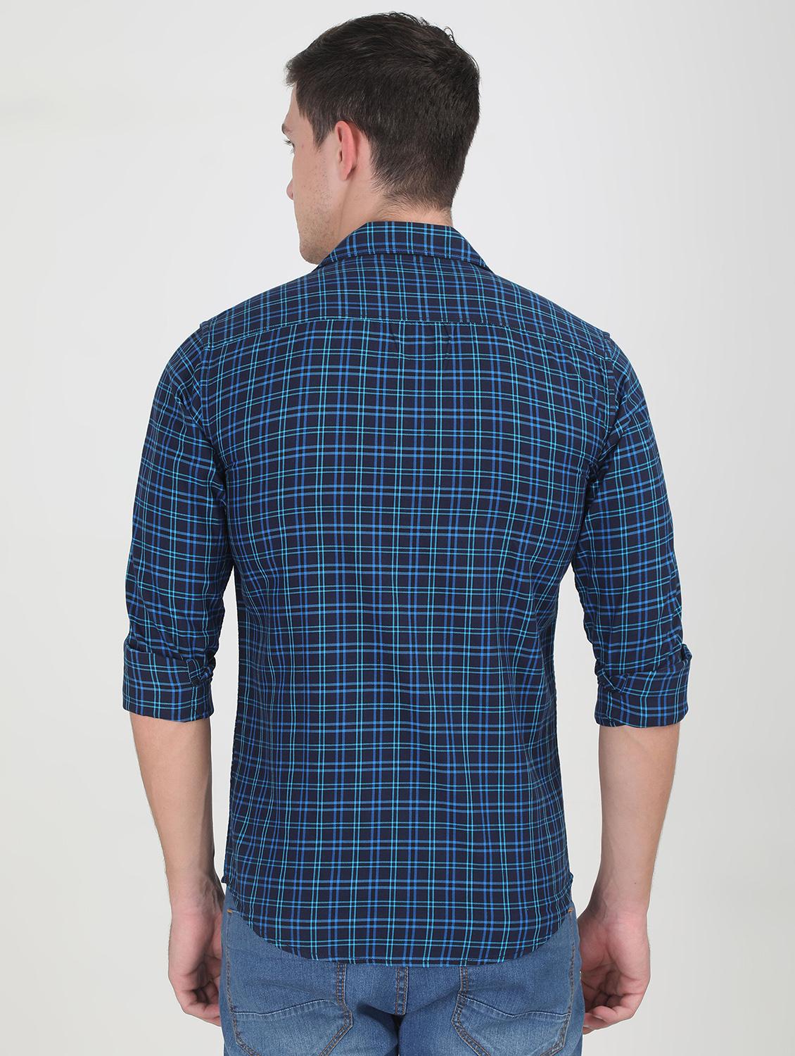 blue checkered casual shirt - 16767713 - Zoom Image - 3
