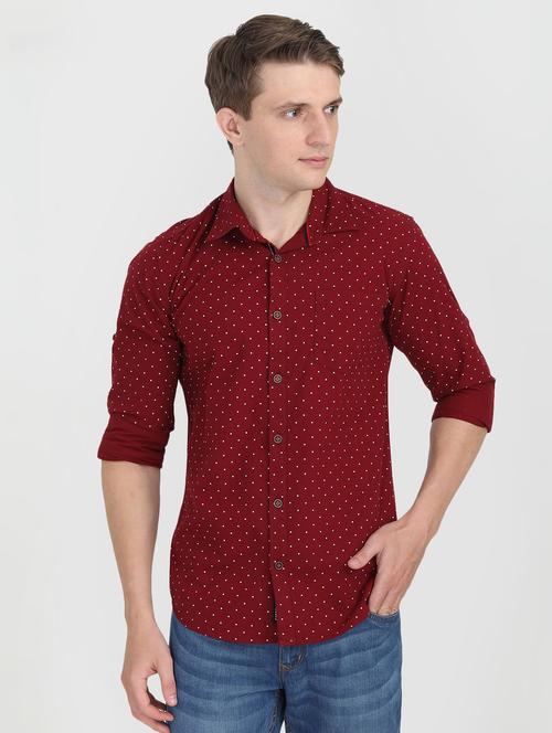 red polka dotted casual shirt - 16767751 - Standard Image - 1