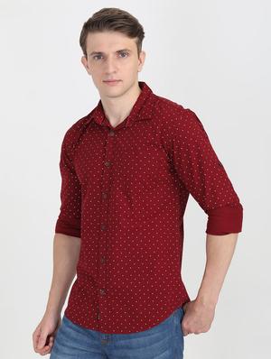 red polka dotted casual shirt - 16767751 - Standard Image - 2