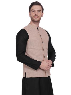 beige cotton nehru jacket - 16767785 - Standard Image - 2