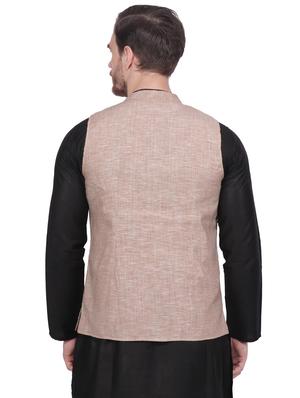 beige cotton nehru jacket - 16767785 - Standard Image - 3