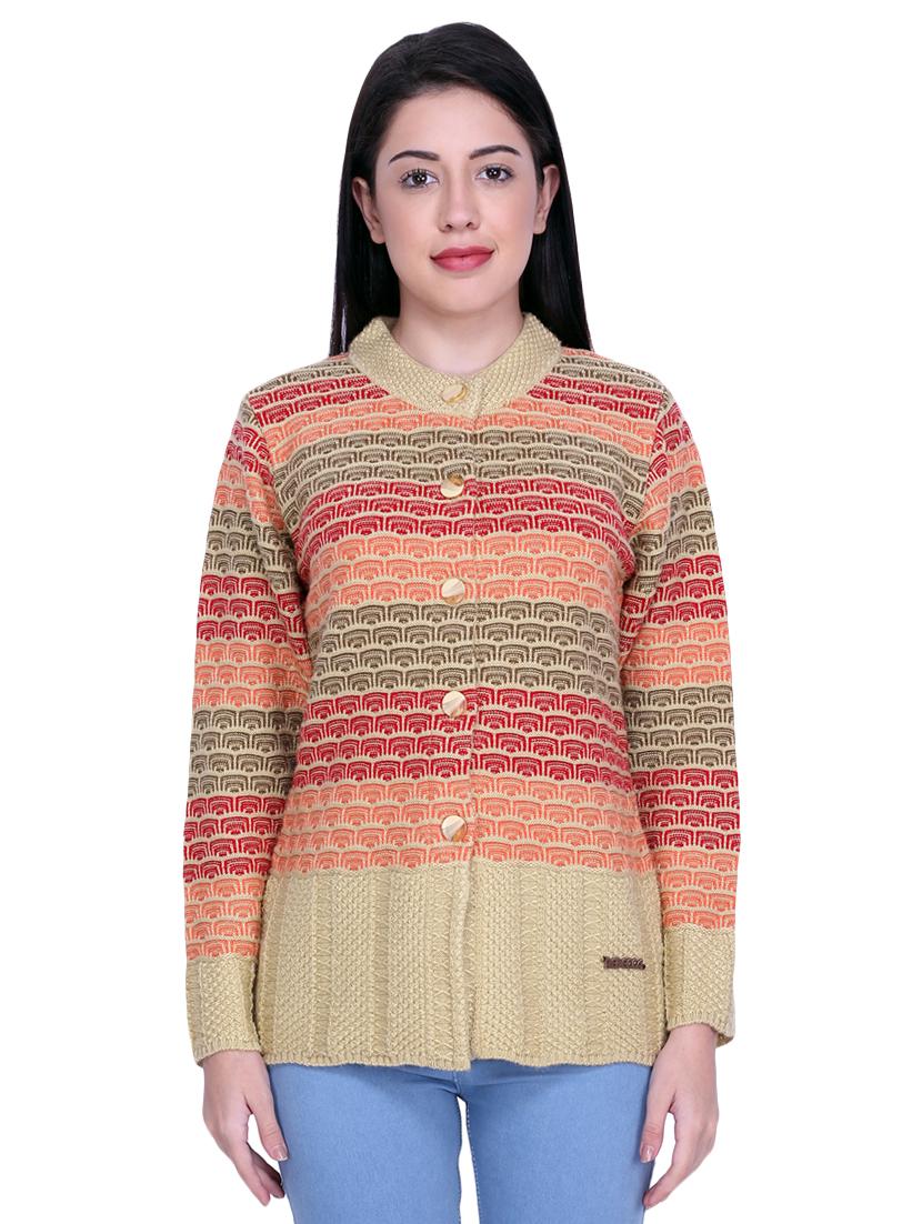 mandarin neck printed cardigan - 16767847 - Zoom Image - 1