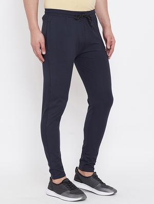 navy blue solid full length track pant - 16768078 - Standard Image - 2