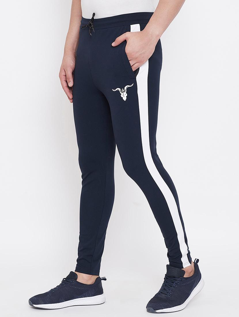 navy blue side taped full length track pant - 16768079 - Zoom Image - 3