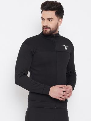 black solid casual jacket - 16768080 - Standard Image - 2