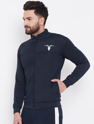 navy blue solid casual jacket - 16768081 - Standard Image - 3