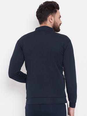 navy blue solid casual jacket - 16768081 - Standard Image - 4