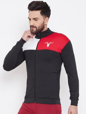 black color block casual jacket - 16768082 - Standard Image - 2