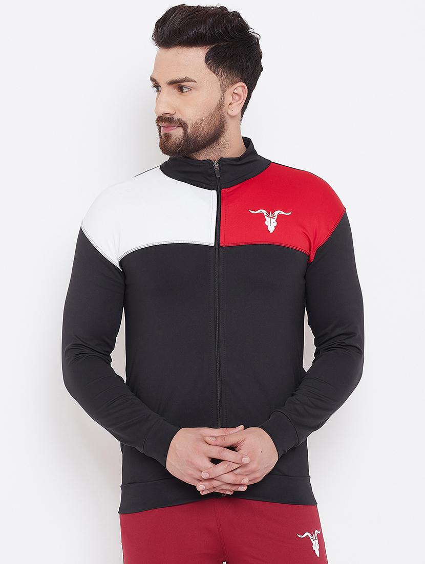 black color block casual jacket - 16768082 - Zoom Image - 1