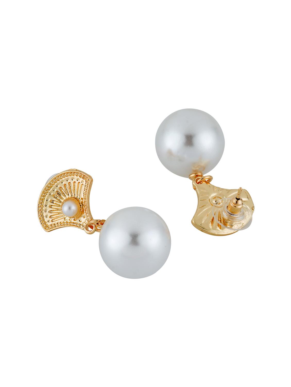 white gold tone metal drop earring - 16768102 - Zoom Image - 2