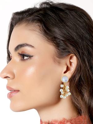 white gold tone metal drop earring - 16768103 - Standard Image - 3