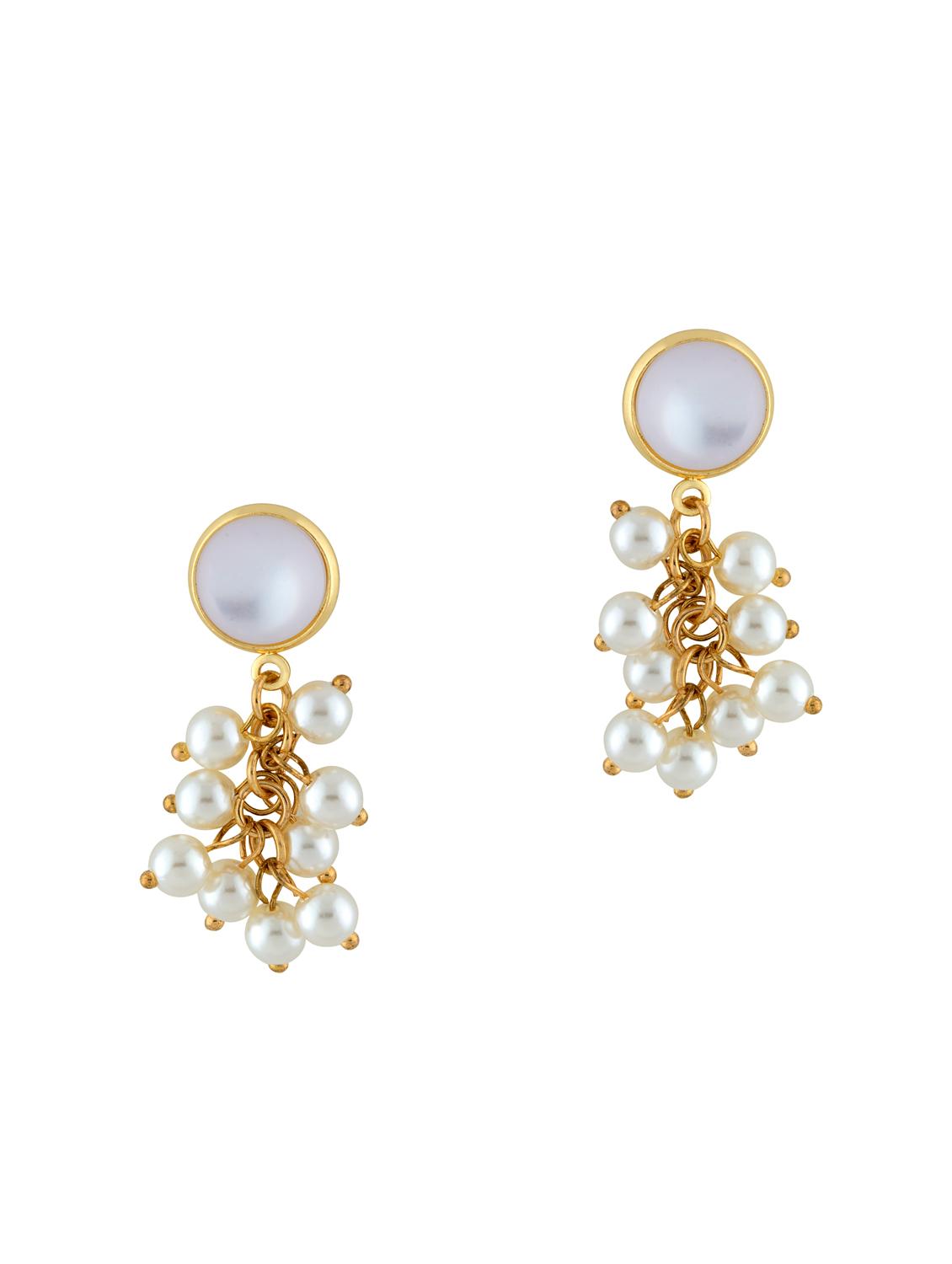 white gold tone metal drop earring - 16768103 - Zoom Image - 1