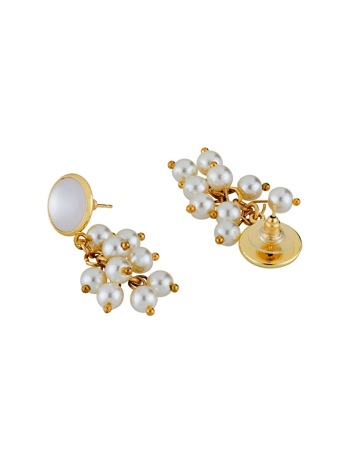 white gold tone metal drop earring - 16768103 - Zoom Image - 2