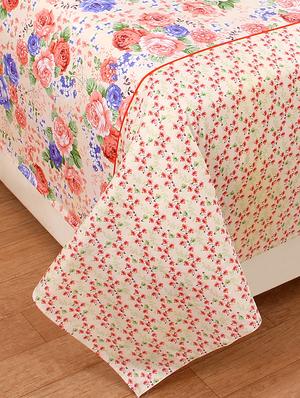 cotton double bedsheet with two stitched pillow covers - 16768935 - Standard Image - 2
