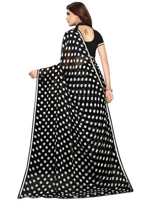 polka dot printed saree with blouse - 16768978 - Standard Image - 2