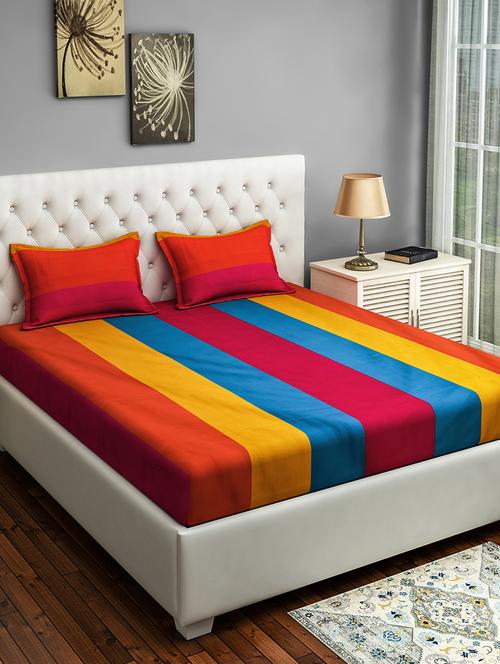 cotton double bed sheet with 2 pillow cover - 16769111 - Standard Image - 1
