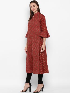 bell sleeves printed kurta - 16769191 - Standard Image - 2