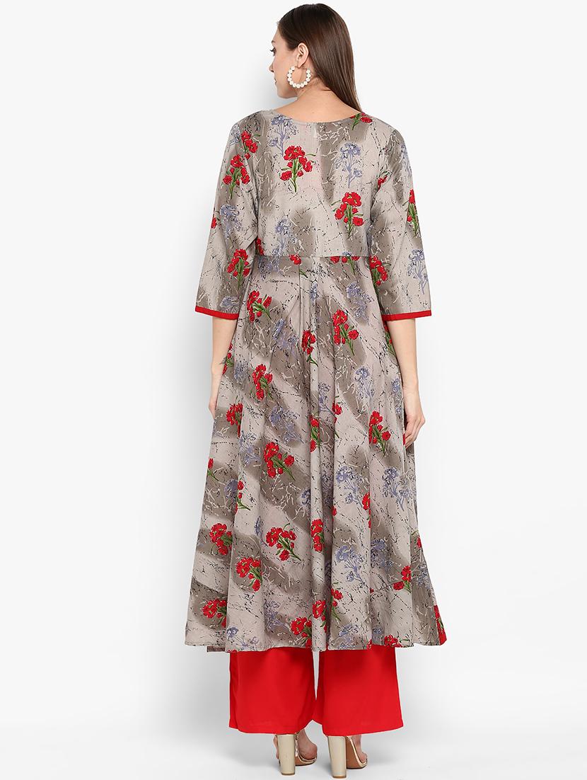 floral asymmetric kurta - 16769199 - Zoom Image - 3