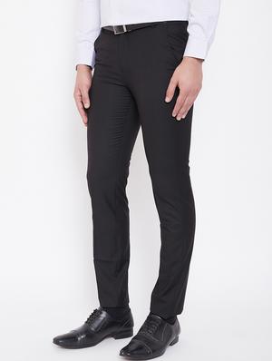 black solid flat front formal trouser - 16769268 - Standard Image - 2