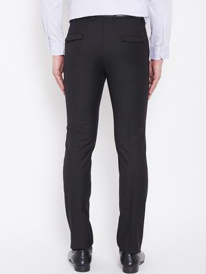 black solid flat front formal trouser - 16769268 - Standard Image - 3