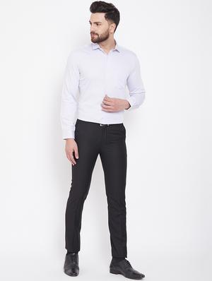 black solid flat front formal trouser - 16769268 - Standard Image - 4