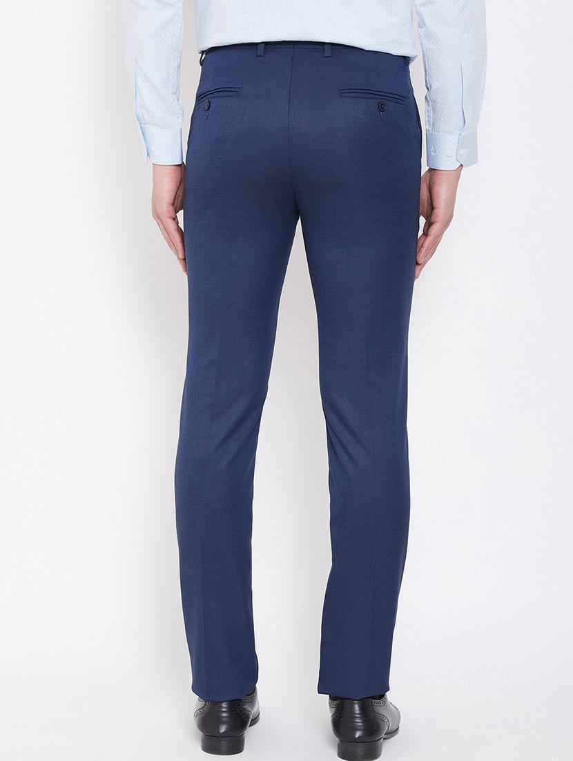 blue solid flat front formal trouser - 16769278 - Zoom Image - 3