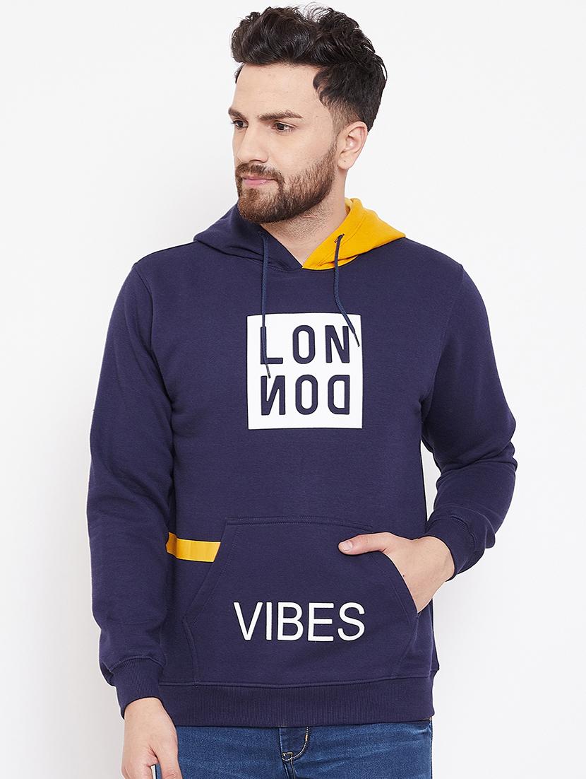 navy blue chest print sweatshirt - 16769311 - Zoom Image - 1