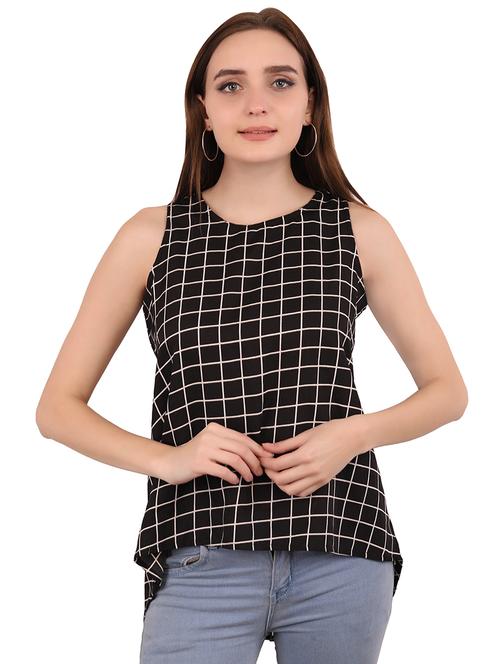 round neck checkered high low top - 16769390 - Very Small Image - 1